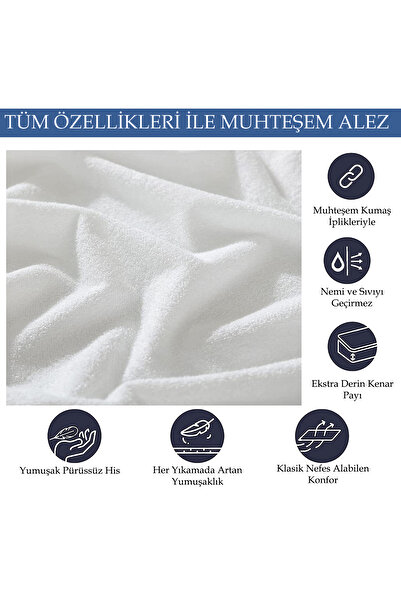Kardelen Pamuklu Lastikli Sıvı Geçirmez Yatak Alezi Yan Yüzeyler Pamuklu Penye
