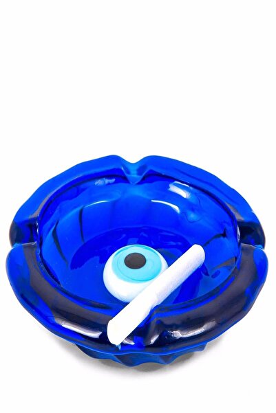 Emtory Home 1 Adet Yuvarlak Dekoratif Cam Nazar Boncuklu Kül Tabağı - Küllük 11x11 cm