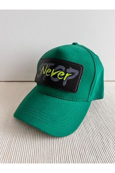 CosmoOutlet Never Stop Slogan Removable Logo Adjustable Unisex Sticker Mesh Benetton Green Cap