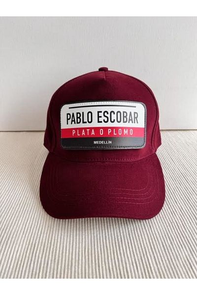CosmoOutlet Pablo Escobar Claret Red Hat with Slogan and Removable Logo Adjustable Unisex Sticker