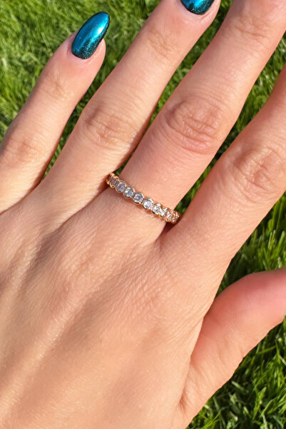 Niki Aksesuar دائرة حجر صف كامل جولة الذهب الدائري