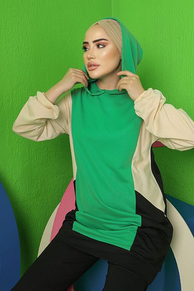 benguen 3405 Two Thread Hijab Suit Green