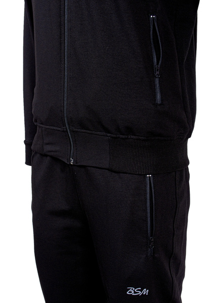 BSM Ανδρικό σετ αθλητικής φόρμας από βαμβακερό κουκούλα Lycra με φερμουάρ
