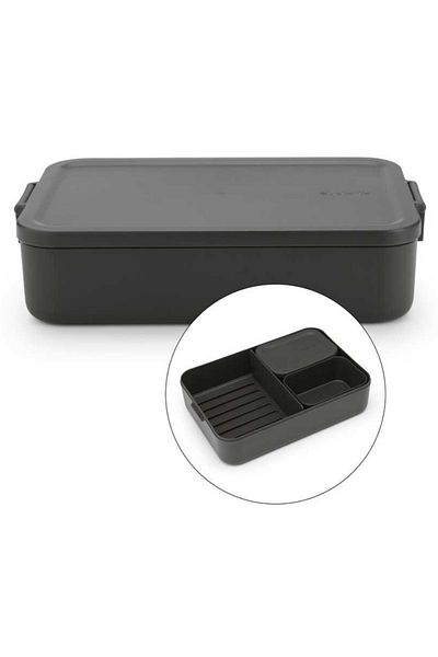 Brabantia Brabantia Make Take Dark Gray Plastic Large Size Compartmented Food Carrying Container 2L