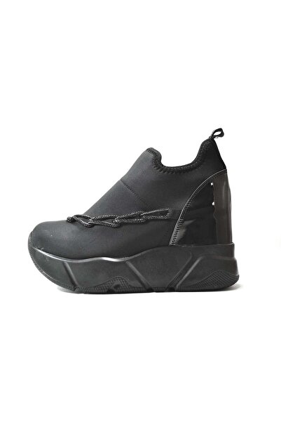 Beety 23BK.640 Siyah Streç Zincirli Yüksek Platform Taban Kadın Sneakers Ayakkabı