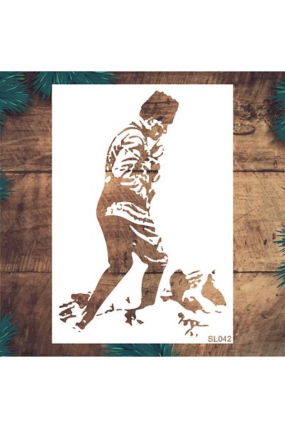 STENCİLTASARIM Stencil Design Sl042 Mustafa Kemal Atatürk Wall Wooden Glass Painting Pattern 35x49cm
