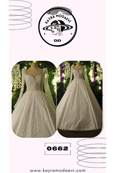 Kayra Modaevi Zarif Kollu Kaburga Gelinlik