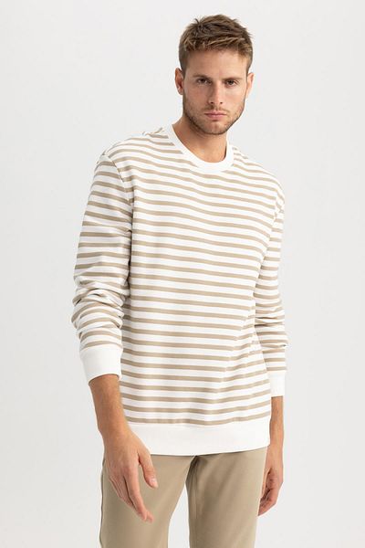 DeFacto Comfortable Fit - Crew Neck Striped Sweatshirt A6542Ax23Au