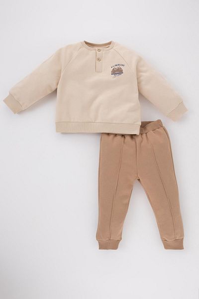 DeFacto Baby Boy Slogan Printed Sweatshirt Fabric Set of 2