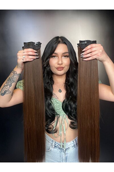 Suzan Peruk Плоска 8-компонентна закопчалка - кафе карамел