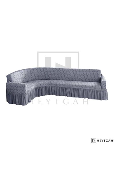 HEYTGAH Gray Jacquard Oslamic Patterned Elastic Skirt L Sofa Cover