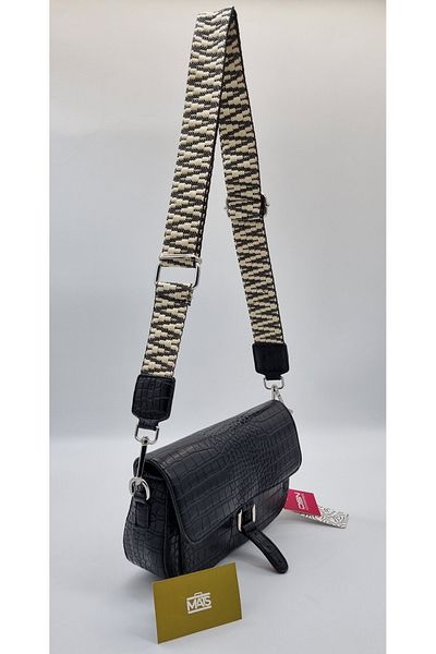 DSN Crocodile Small Crossbody Bag Black