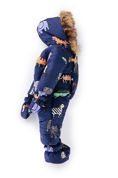 ModaCity Winter Cute Forest Animals Figured Jumpsuit - Furry Hood and Leaf Inner Lining