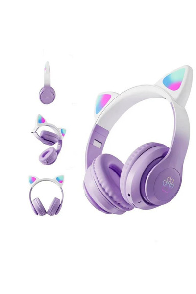 CROW'S TECH Toys Kedi Kulaklık 5.0 Akıllı Rgb Led Detaylı Bluetooth Kablosuz ...