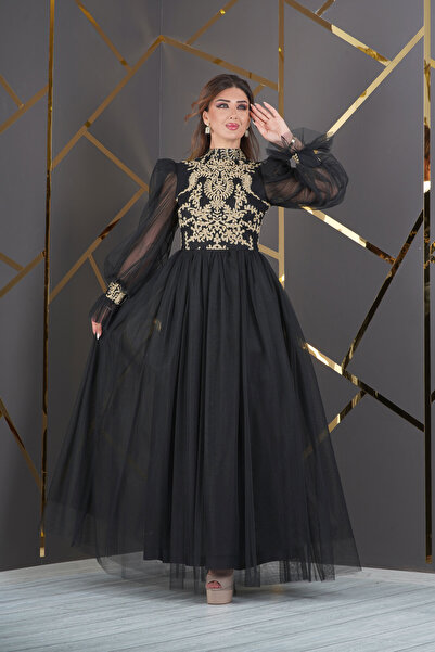 Matik Abiyem Üstü Mop Baskılı Desenli Altı Tül Uzun Tasarım Abiye