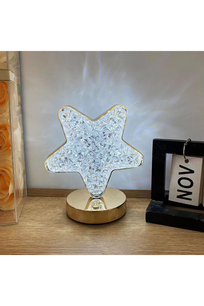 ENASHOP 5V Şarjlı Kristal Yıldız Masa Lambası Akrilik Dokunmatik Ledli