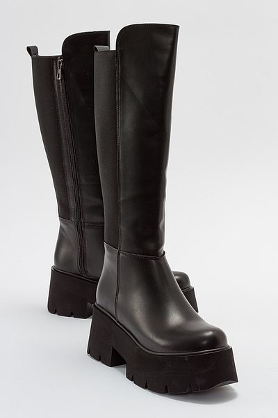LuviShoes Schwarze Lederstiefel für Damen