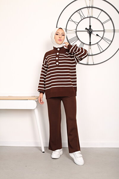 Kirazgym Σετ πλεκτό με ριγέ πατιλέτα με 4 κουμπιά