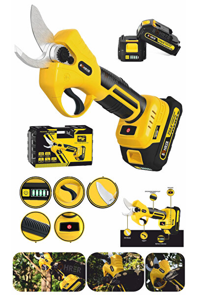 BÖHRER 30MM AKÜLÜ BUDAMA MAKASI , BAHÇE APAÇ DALI BUDAMA MAKİNESİ , SK5 BIÇAK 2 ADET 5000mAh BATARYA