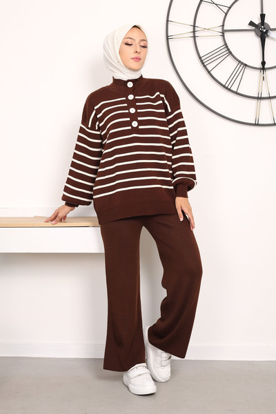 Kirazgym Σετ πλεκτό με ριγέ πατιλέτα με 4 κουμπιά