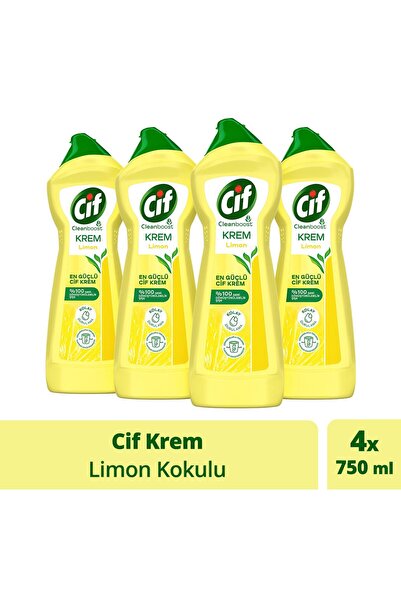 Cif Krem Yüzey Temizleyici Limon Kokulu Klor Boya Fosfat Paraben Içermez 750 ...