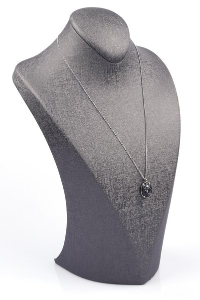Alibaba Doğaltaş Black Jasper Natural Stone Silver Color Pendant