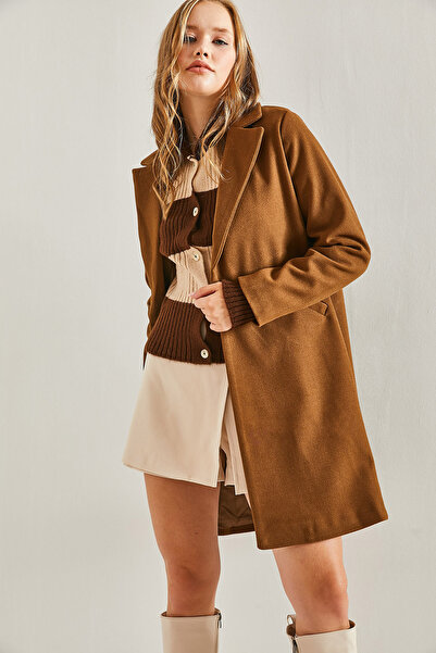 Bianco Lucci Dámský kašmírový kabát na jeden knoflík 8090