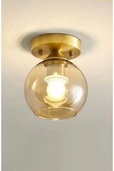 Rsylight Rustik Dekoratif Metal Modern Eskitme Opal Bal Camlı Tekli Avize