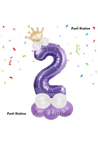 Parti Station Purple Number Balloon 2 Year Old Birthday Set Purple Color Lilac Color Concept Age Balloon Welcome Set