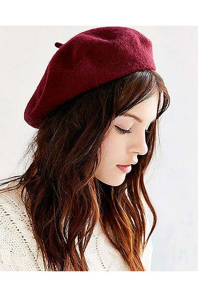 Eke Tekstil Burgundy French Painter Australian Wool Felt Beret