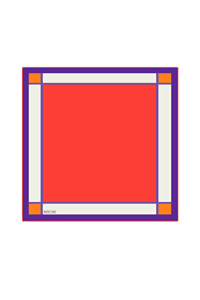 Bursa İpek Wide Border Red Silk Handkerchief