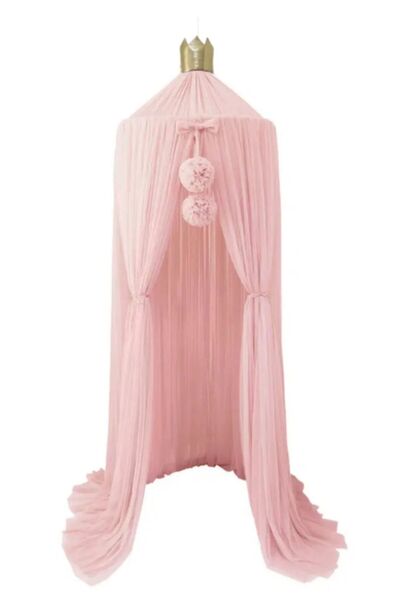 Kiddy Happy TÜL PEMBE CİBİNLİK ALTIN TAÇ PONPON DEKORLU
