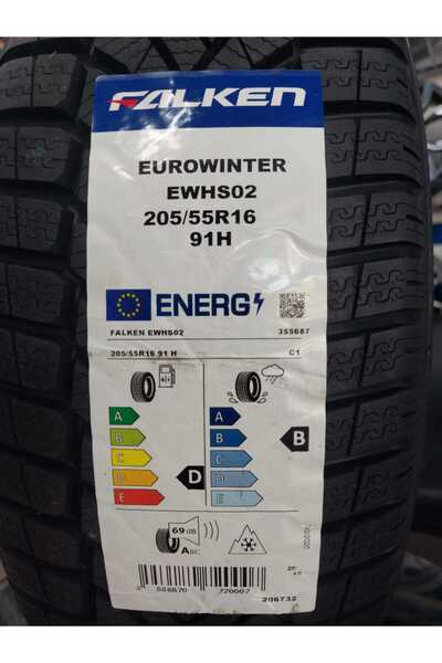Falken 205/55 R16 TL 91H EUROWINTER HS02 Oto Kış Lastiği ( Üretim : 2023 )