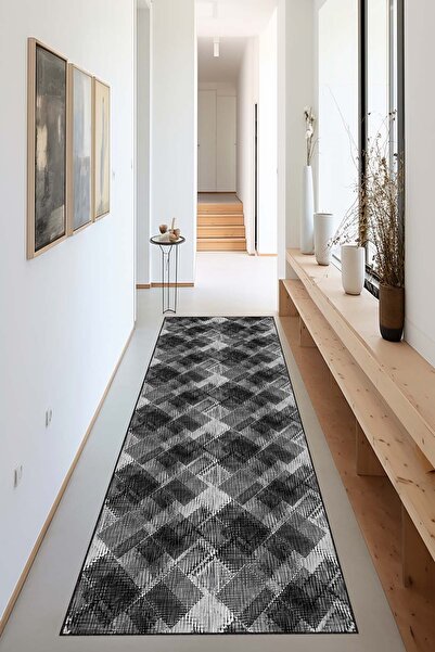 NeluxHome Geometrik Desen Kaymaz Taban Antre Hol Mutfak Halısı Kesme Özel Ölç...
