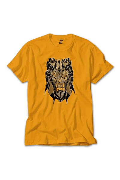 Tomris Hatun Tricou colorat Lion Mozaik, culoare galbenă, mărimea XS
