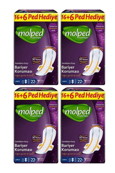 Molped Night Sanitary Pad 22 Pieces x 4 Pieces