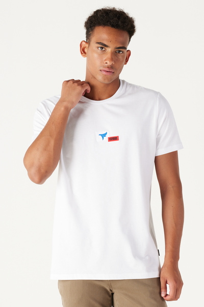 AC&Co / Altınyıldız Classics Ανδρικό μπλουζάκι με λογότυπο 100% βαμβάκι με κανονική κοπή με λαιμόκοψη