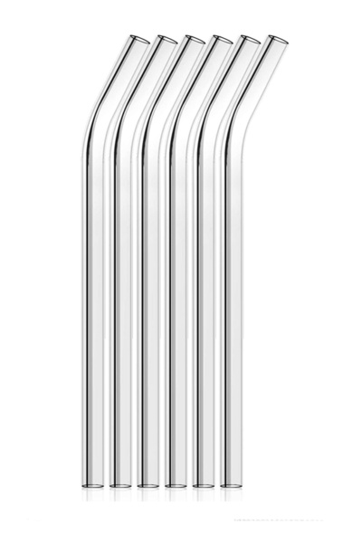 incir butik 6-Piece Glass Drinking Straw Inclined Drinking Straw Presentation Straw