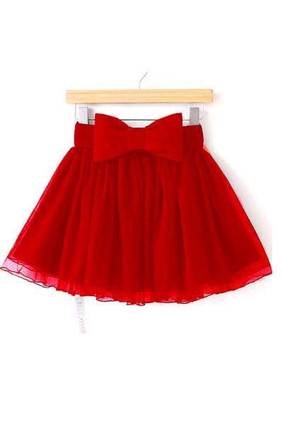 NSMLİFE Girl's RED Bow Detailed Lined Skirt