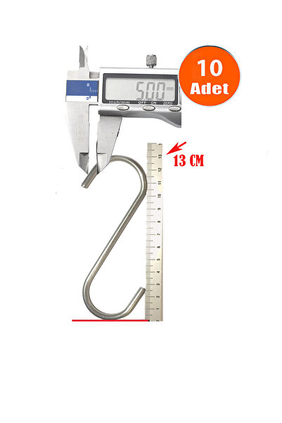 Etsylight , Çok Büyük ve Kalın Metal S Kanca 13 cm Boy x 5 mm Kalınlıkta 10 adet
