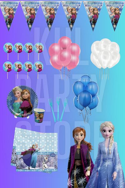 FOKUL Frozen Elsa Frozen Snow Queen 8 Person Birthday Party Supplies Concept Set