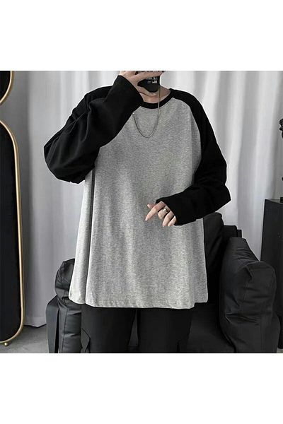 Köstebek Basic μαύρο γκρι Raglan μακρυμάνικο μπλουζάκι