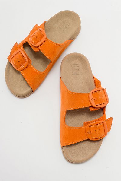 LuviShoes CHAMB Orange Suede Genuine Leather Women's Slippers
