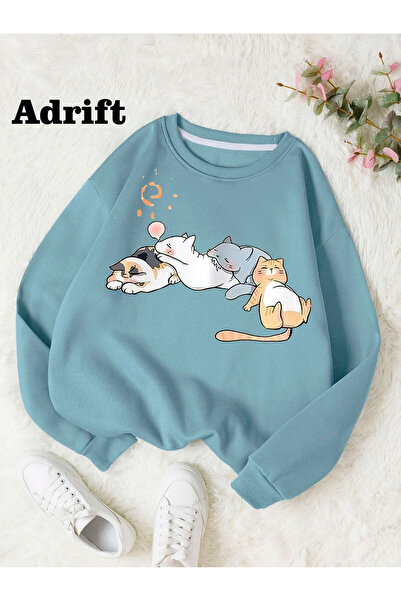 Adrift Kawai Cat Strada Muscă Design Trend Harajuku/Gotic BEBE ALBASTRU