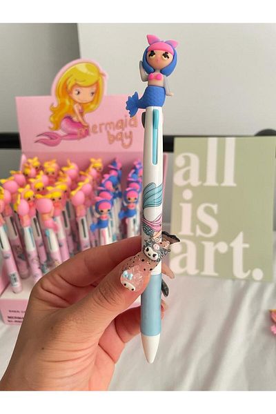 Planet Butik Mermaid Design 3 Color Ballpoint Pen Blue