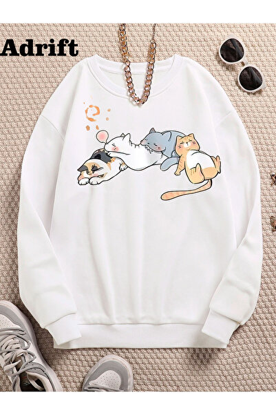 Adrift Σχέδιο Kawai Cat Mole Street Trend Harajuku/Γοτθικό Λευκό