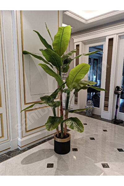 ledison Metal Gold Siyah Saksılı 200 Cm Yapay Muz Ağacı Yapay Ağaç