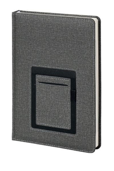 Kerem ofis Thermo Leather Kangaroo Model Striped Notebook - 15x21 Pocket, Phone Compartment, Undated Notebook