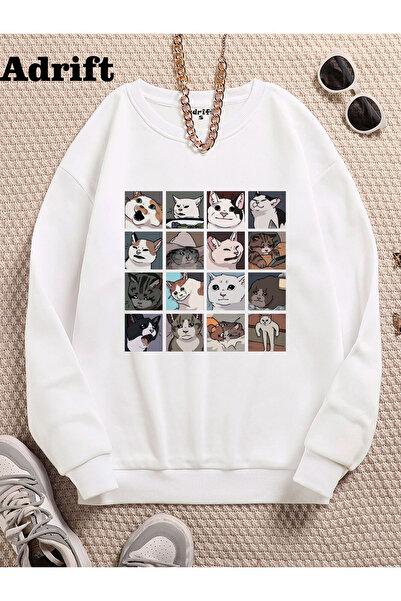 Adrift تصميم كولاج ميمز للقطط شارع كستيبيك تريند هارايوكو/قوطي أبيض