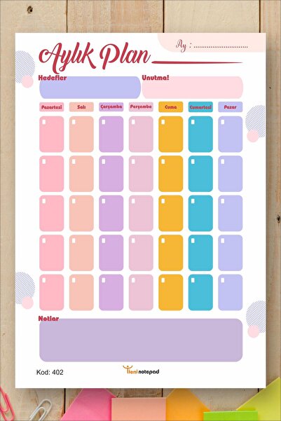 Tieni Blocnotes |   Planificator lunar |   Planificator lunar |   14x20cm A5 ...